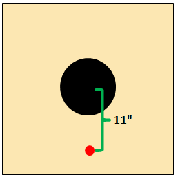 Aiming point 11 in below center of target